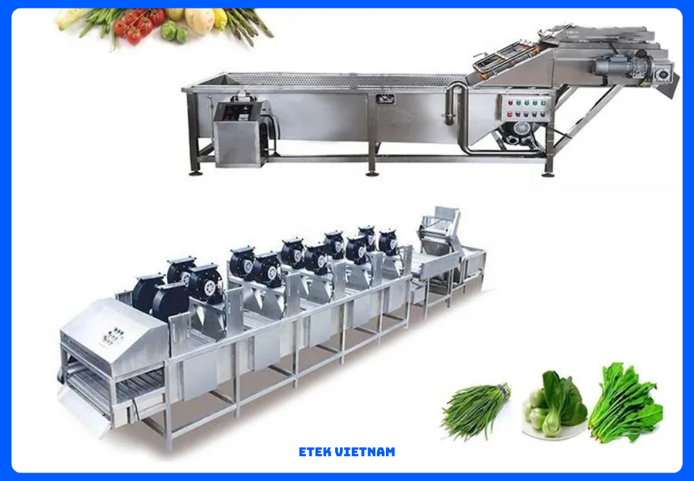 DÂY CHUYỀN RỬA PHÂN LOẠI CẮT GỌT RAU CỦ QUẢ